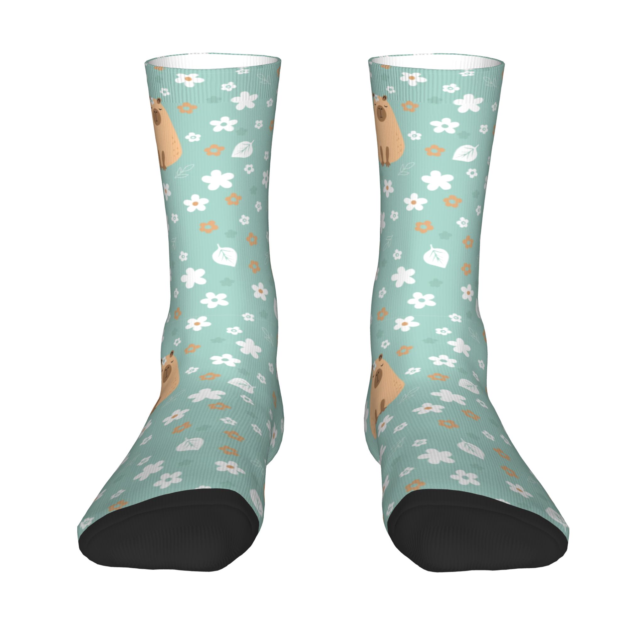 Dress Sock Men - Custom Funny Capybara With Flowers Guinea